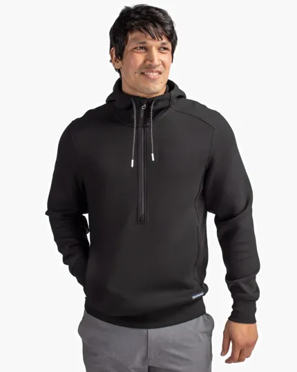 Roam Recycled Buttery-Soft Knit Half Zip Hooded Pullover — view 15
