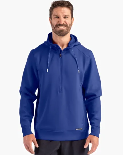 Roam Recycled Buttery-Soft Knit Half Zip Hooded Pullover — view 16