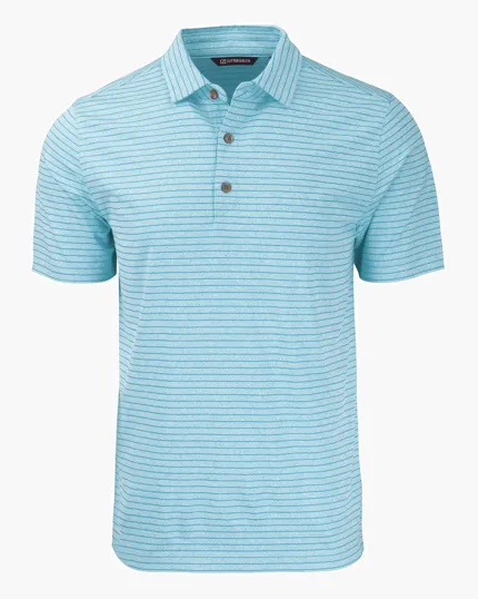 Forge Recycled Heather Stripe Four-Way Stretch Men's Polo — view 12