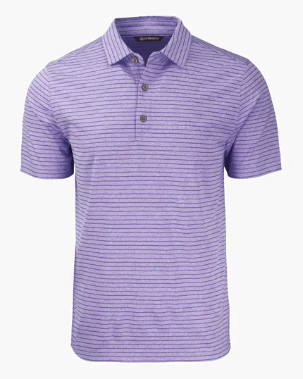 Forge Recycled Heather Stripe Four-Way Stretch Men's Polo — view 15
