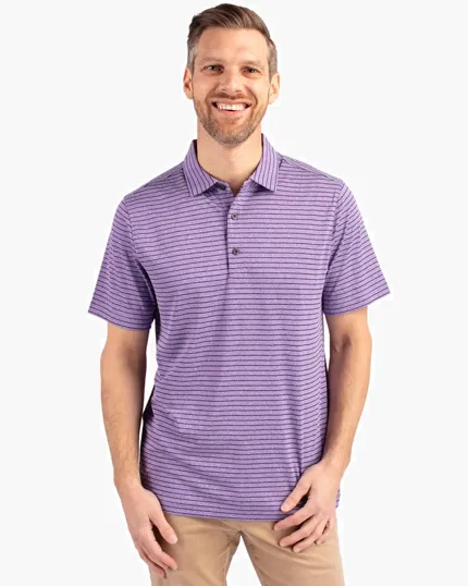 Forge Recycled Heather Stripe Four-Way Stretch Men's Polo — view 4