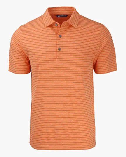 Forge Recycled Heather Stripe Four-Way Stretch Men's Polo — view 16