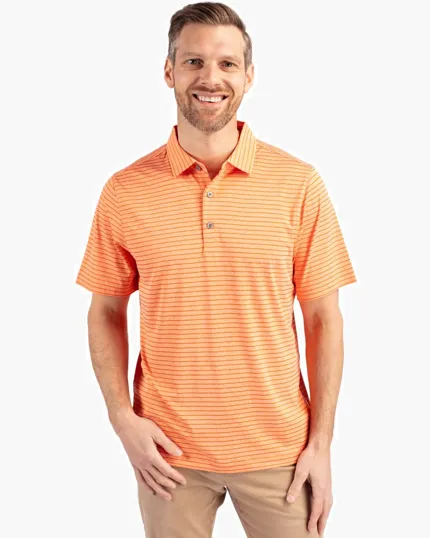 Forge Recycled Heather Stripe Four-Way Stretch Men's Polo — view 5