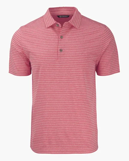 Forge Recycled Heather Stripe Four-Way Stretch Men's Polo — view 17