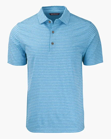 Forge Recycled Heather Stripe Four-Way Stretch Men's Polo — view 18