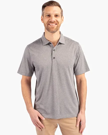 Forge Recycled Heather Stripe Four-Way Stretch Men's Polo — view 8