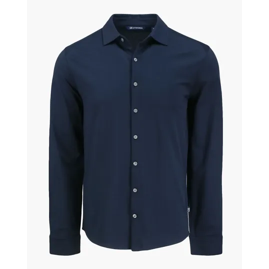 Advantage Recycled Cotton-Blend Pique Long Sleeve Button Down Shirt — view 5