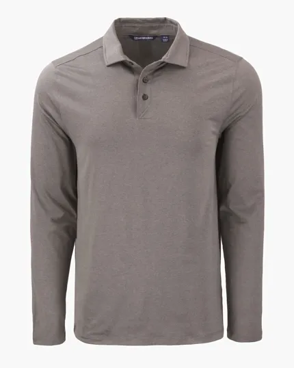 Coastline Recycled Double Peached Men's Long Sleeve Polo — view 3