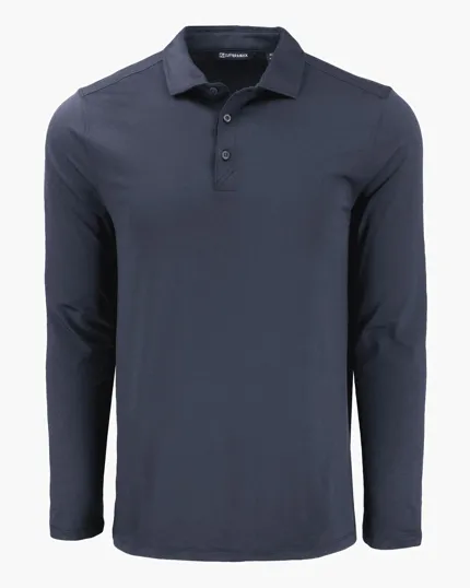 Coastline Recycled Double Peached Men's Long Sleeve Polo — view 4