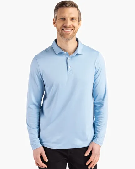 Coastline Recycled Double Peached Men's Long Sleeve Polo — view 10