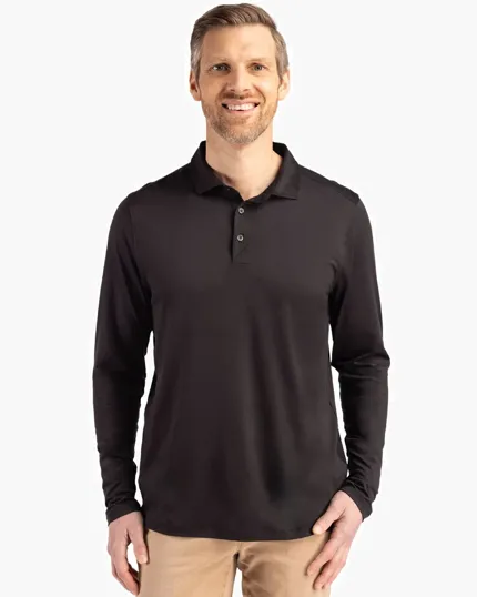 Coastline Recycled Double Peached Men's Long Sleeve Polo — view 11