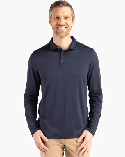 Coastline Recycled Double Peached Men's Long Sleeve Polo — view 12
