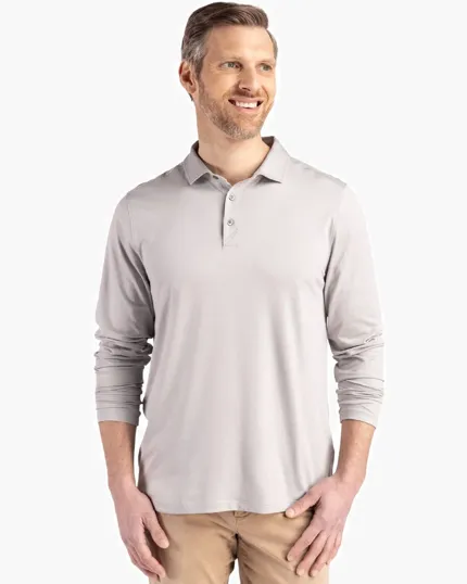 Coastline Recycled Double Peached Men's Long Sleeve Polo — view 13