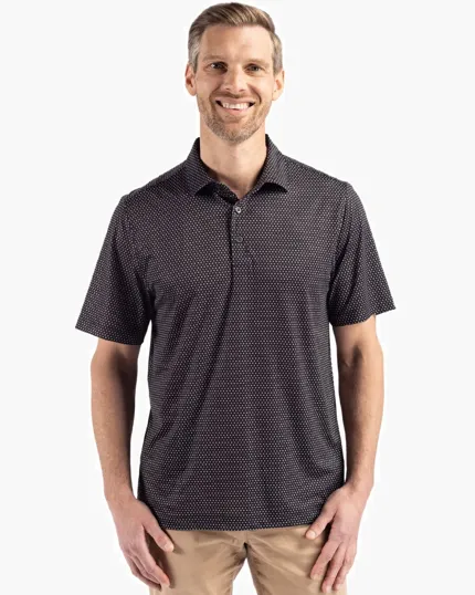Pike Recycled Shadow Check Print Men's Polo