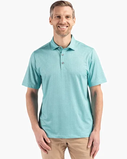Pike Recycled Shadow Check Print Men's Polo — view 2