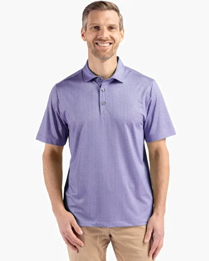 Pike Recycled Shadow Check Print Men's Polo — view 3