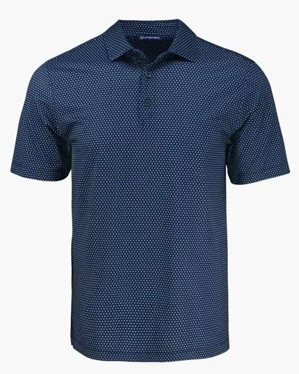 Pike Recycled Shadow Check Print Men's Polo — view 10