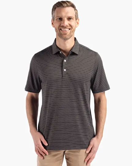 Forge Recycled Fine Line Stripe Four-Way Stretch Men's Polo — view 2