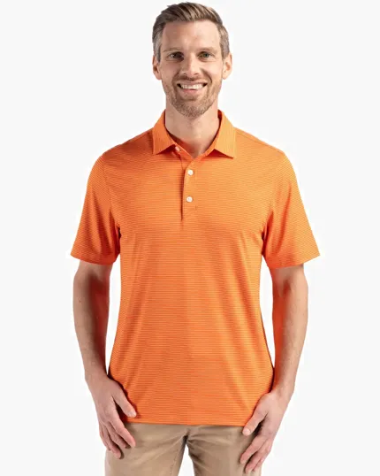 Forge Recycled Fine Line Stripe Four-Way Stretch Men's Polo — view 3
