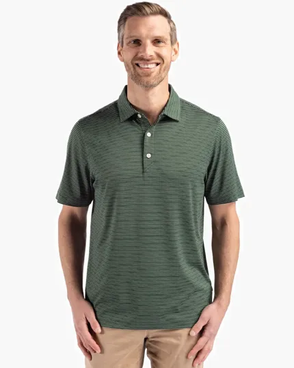 Forge Recycled Fine Line Stripe Four-Way Stretch Men's Polo — view 4