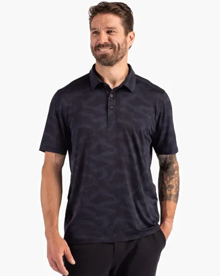 Coastline Recycled Double Peached Camo Print Men's Polo — view 2