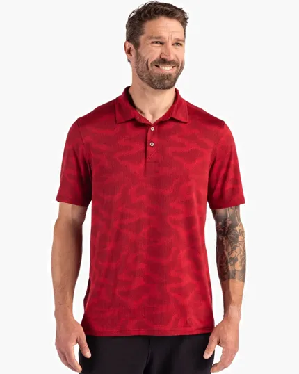 Coastline Recycled Double Peached Camo Print Men's Polo — view 5