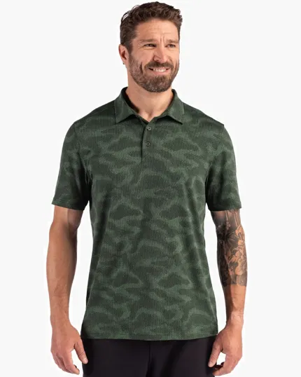 Coastline Recycled Double Peached Camo Print Men's Polo — view 7