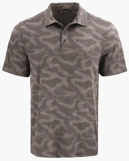 Coastline Recycled Double Peached Camo Print Men's Polo — view 8