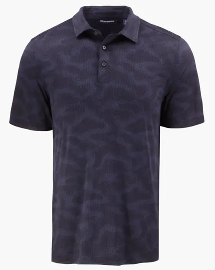 Coastline Recycled Double Peached Camo Print Men's Polo — view 9