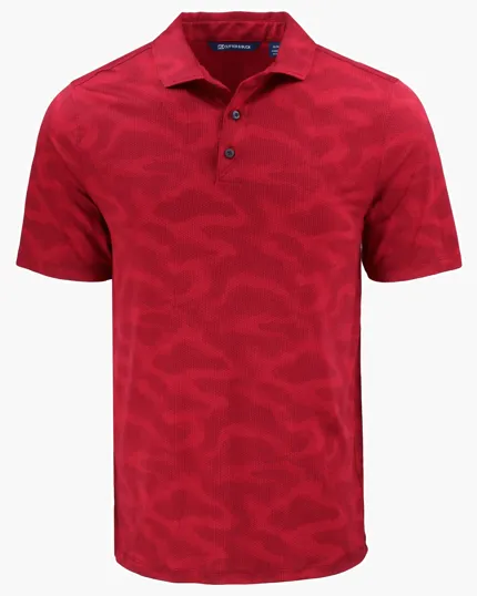 Coastline Recycled Double Peached Camo Print Men's Polo — view 11