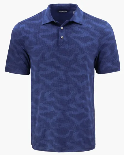 Coastline Recycled Double Peached Camo Print Men's Polo — view 12