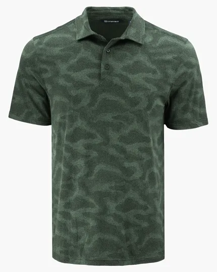 Coastline Recycled Double Peached Camo Print Men's Polo — view 13