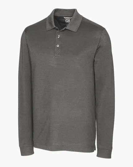 Advantage Recycled Cotton-Blend Pique Long Sleeve Polo — view 4