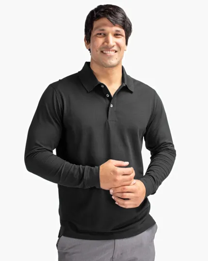 Advantage Recycled Cotton-Blend Pique Long Sleeve Polo
