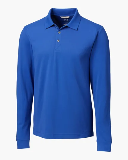 Advantage Recycled Cotton-Blend Pique Long Sleeve Polo — view 6
