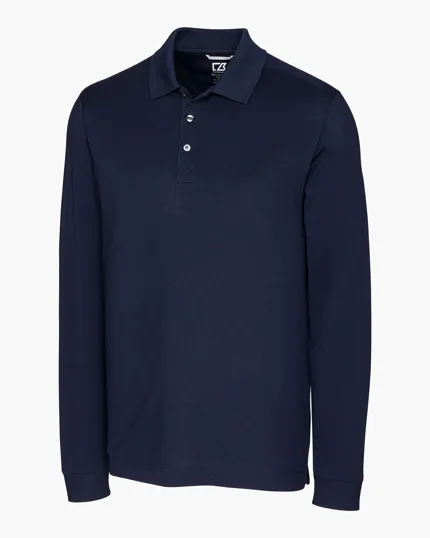 Advantage Recycled Cotton-Blend Pique Long Sleeve Polo — view 7