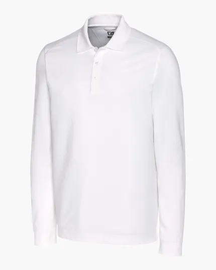 Advantage Recycled Cotton-Blend Pique Long Sleeve Polo — view 8