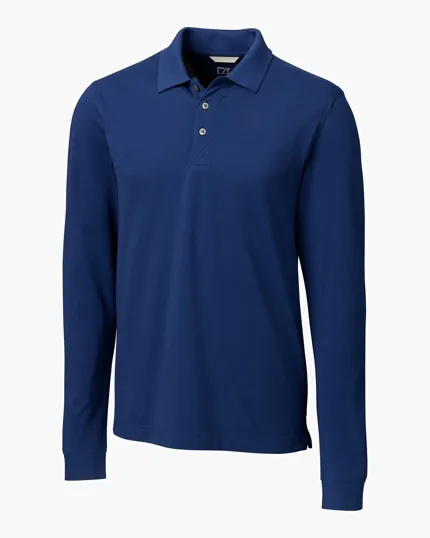 Advantage Recycled Cotton-Blend Pique Long Sleeve Polo — view 9