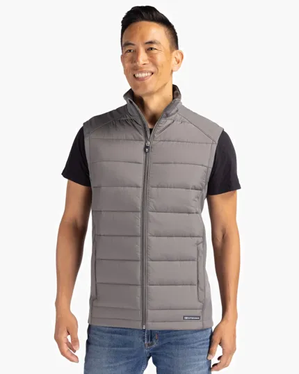 Evoke Recycled Honeycomb Fleece Mens Hybrid Full Zip Vest — view 2