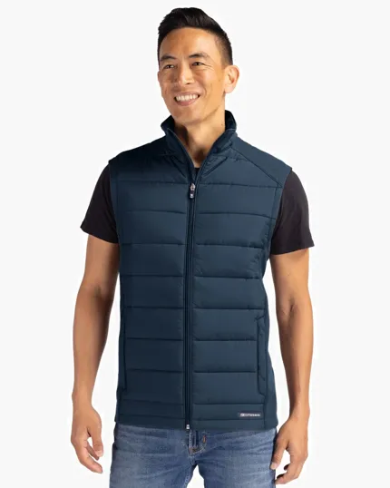 Evoke Recycled Honeycomb Fleece Mens Hybrid Full Zip Vest — view 3