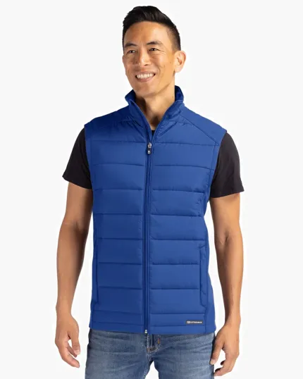 Evoke Recycled Honeycomb Fleece Mens Hybrid Full Zip Vest — view 4
