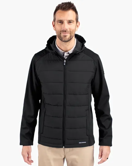 Evoke Recycled Honeycomb Fleece Men's Hybrid Full Zip Jacket