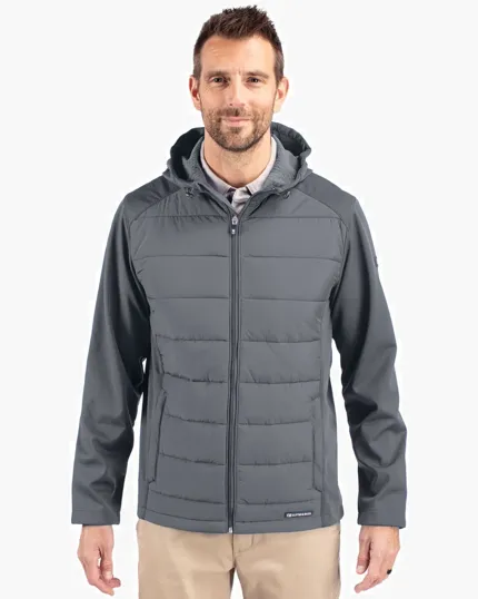 Evoke Recycled Honeycomb Fleece Men's Hybrid Full Zip Jacket — view 3