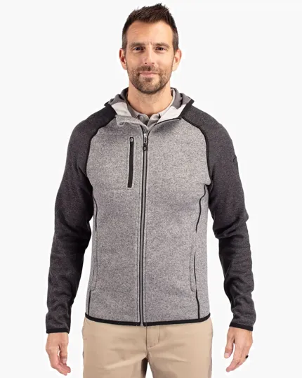 Men's Full Zip Hooded Sweater-Knit Jacket — view 8