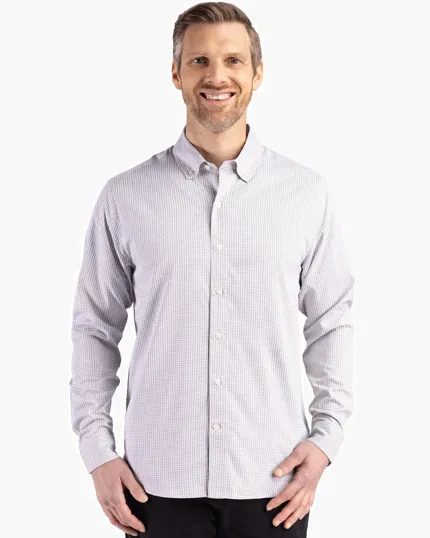 Skyline Recycled Gingham Men's Long Sleeve Button Down Dress Shirt — view 8