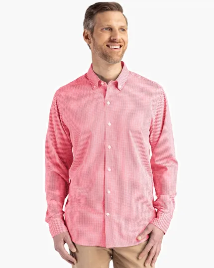 Skyline Recycled Gingham Men's Long Sleeve Button Down Dress Shirt — view 11