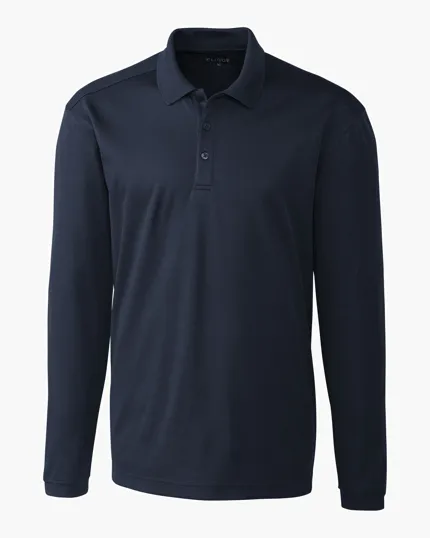 Clique Spin Solution-dyed Performance Pique Men's Long Sleeve Polo — view 4
