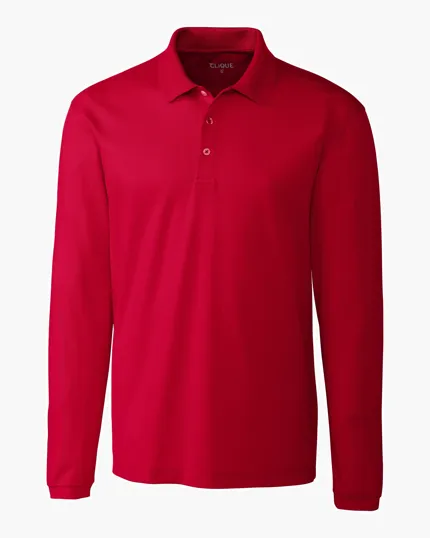Clique Spin Solution-dyed Performance Pique Men's Long Sleeve Polo — view 9
