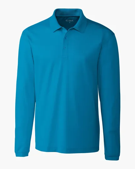 Clique Spin Solution-dyed Performance Pique Men's Long Sleeve Polo — view 10