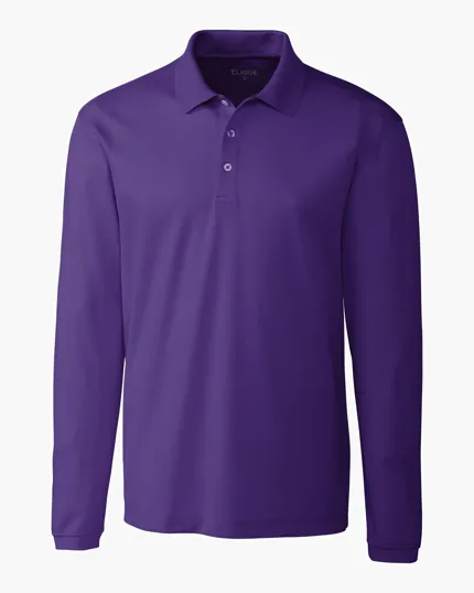 Clique Spin Solution-dyed Performance Pique Men's Long Sleeve Polo — view 12